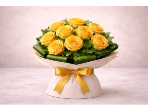 Buchet 9 Trandafiri galbeni